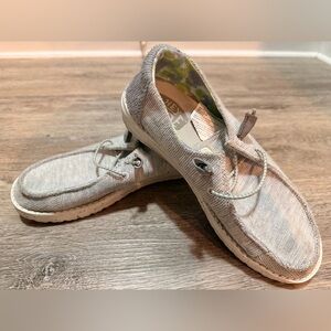 Hey Dude Women’s Light Beige Canvas Slip-On